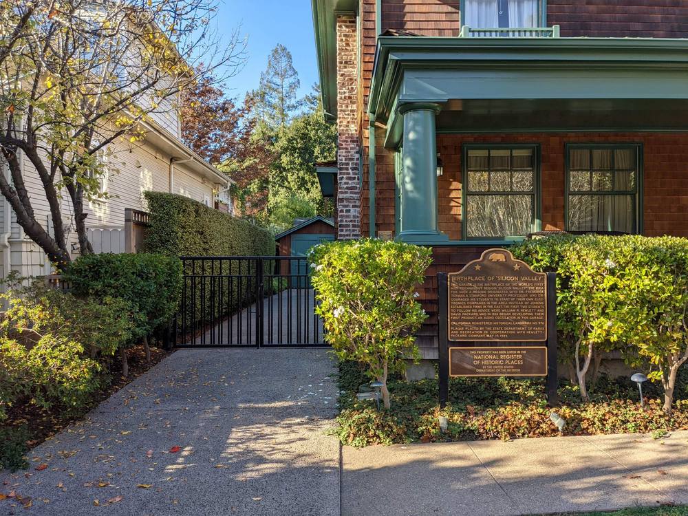 The HP Garage on Addison Avenue, with its California historical landmark plaque